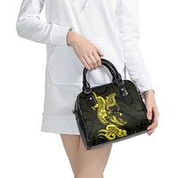 Hawaiian Manta Rays Shoulder Handbag Tribal Hibiscus Polynesian Tattoos Yellow Color LT03 - Polynesian Pride
