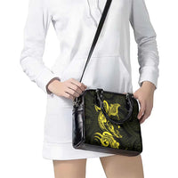Hawaiian Manta Rays Shoulder Handbag Tribal Hibiscus Polynesian Tattoos Yellow Color LT03 - Polynesian Pride