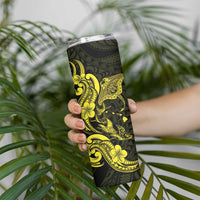 Hawaiian Manta Rays Skinny Tumbler Tribal Hibiscus Polynesian Tattoos Yellow Color LT03 - Polynesian Pride