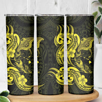 Hawaiian Manta Rays Skinny Tumbler Tribal Hibiscus Polynesian Tattoos Yellow Color LT03 - Polynesian Pride