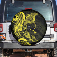 Hawaiian Manta Rays Spare Tire Cover Tribal Hibiscus Polynesian Tattoos Yellow Color LT03 Yellow - Polynesian Pride
