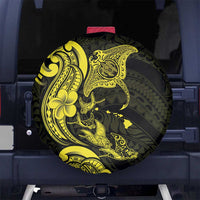 Hawaiian Manta Rays Spare Tire Cover Tribal Hibiscus Polynesian Tattoos Yellow Color LT03 No hole Yellow - Polynesian Pride