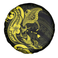 Hawaiian Manta Rays Spare Tire Cover Tribal Hibiscus Polynesian Tattoos Yellow Color LT03 - Polynesian Pride