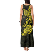 Hawaiian Manta Rays Tank Maxi Dress Tribal Hibiscus Polynesian Tattoos Yellow Color LT03 - Polynesian Pride