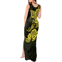 Hawaiian Manta Rays Tank Maxi Dress Tribal Hibiscus Polynesian Tattoos Yellow Color LT03 - Polynesian Pride