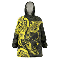 Hawaiian Manta Rays Wearable Blanket Hoodie Tribal Hibiscus Polynesian Tattoos Yellow Color LT03 One Size Yellow - Polynesian Pride