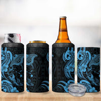Hawaiian Manta Rays 4 in 1 Can Cooler Tumbler Tribal Hibiscus Polynesian Tattoos Blue Color LT03 - Polynesian Pride