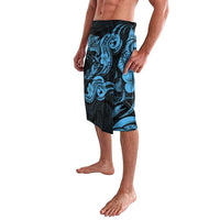 Hawaiian Manta Rays Lavalava Tribal Hibiscus Polynesian Tattoos Blue Color LT03 - Polynesian Pride