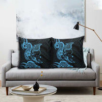 Hawaiian Manta Rays Pillow Cover Tribal Hibiscus Polynesian Tattoos Blue Color LT03 - Polynesian Pride
