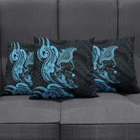 Hawaiian Manta Rays Pillow Cover Tribal Hibiscus Polynesian Tattoos Blue Color LT03 - Polynesian Pride