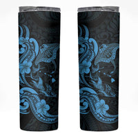 Hawaiian Manta Rays Skinny Tumbler Tribal Hibiscus Polynesian Tattoos Blue Color LT03 Blue - Polynesian Pride