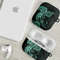 Hawaiian Manta Rays AirPods Case Tribal Hibiscus Polynesian Tattoos Turquoise Color LT03 - Polynesian Pride