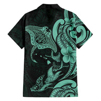 Hawaiian Manta Rays Family Matching Puletasi and Hawaiian Shirt Tribal Hibiscus Polynesian Tattoos Turquoise Color LT03 - Polynesian Pride