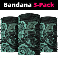 Hawaiian Manta Rays Neck Gaiter Tribal Hibiscus Polynesian Tattoos Turquoise Color LT03 package One Size: 25*50cm Turquoise - Polynesian Pride