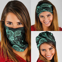 Hawaiian Manta Rays Neck Gaiter Tribal Hibiscus Polynesian Tattoos Turquoise Color LT03 - Polynesian Pride