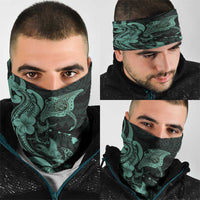 Hawaiian Manta Rays Neck Gaiter Tribal Hibiscus Polynesian Tattoos Turquoise Color LT03 - Polynesian Pride