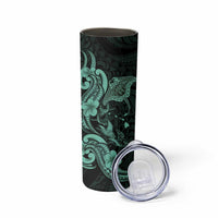 Hawaiian Manta Rays Skinny Tumbler Tribal Hibiscus Polynesian Tattoos Turquoise Color LT03 - Polynesian Pride