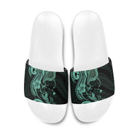 Hawaiian Manta Rays Slide Sandals Tribal Hibiscus Polynesian Tattoos Turquoise Color LT03 Turquoise - Polynesian Pride