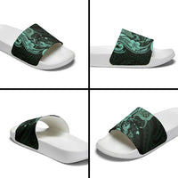 Hawaiian Manta Rays Slide Sandals Tribal Hibiscus Polynesian Tattoos Turquoise Color LT03 - Polynesian Pride