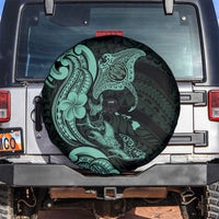 Hawaiian Manta Rays Spare Tire Cover Tribal Hibiscus Polynesian Tattoos Turquoise Color LT03 Turquoise - Polynesian Pride