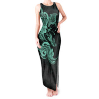 Hawaiian Manta Rays Tank Maxi Dress Tribal Hibiscus Polynesian Tattoos Turquoise Color LT03 Women Turquoise - Polynesian Pride