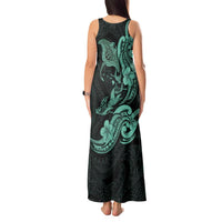 Hawaiian Manta Rays Tank Maxi Dress Tribal Hibiscus Polynesian Tattoos Turquoise Color LT03 - Polynesian Pride