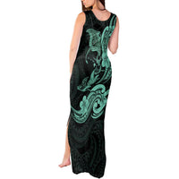 Hawaiian Manta Rays Tank Maxi Dress Tribal Hibiscus Polynesian Tattoos Turquoise Color LT03 - Polynesian Pride