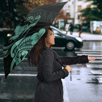 Hawaiian Manta Rays Umbrella Tribal Hibiscus Polynesian Tattoos Turquoise Color - Polynesian Pride