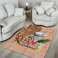 Guam Seal and Latte Stone With Ethnic Tapa Pattern Area Rug Peach Fuzz Color LT03 - Polynesian Pride