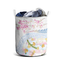 Hawaiian and Japanese Culture Together Laundry Basket Tribal Motifs with Lei and Japanese Sakura Pattern LT03 - Polynesian Pride