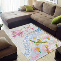 Hawaiian and Japanese Culture Together Area Rug Tribal Motifs with Lei and Japanese Sakura Pattern LT03 - Polynesian Pride