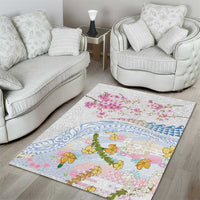 Hawaiian and Japanese Culture Together Area Rug Tribal Motifs with Lei and Japanese Sakura Pattern LT03 - Polynesian Pride