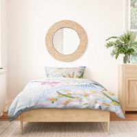 Hawaiian and Japanese Culture Together Bedding Set Tribal Motifs with Lei and Japanese Sakura Pattern LT03 - Polynesian Pride