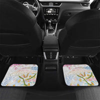 Hawaiian and Japanese Culture Together Car Mats Tribal Motifs with Lei and Japanese Sakura Pattern LT03 Set 2pcs - Back White - Polynesian Pride