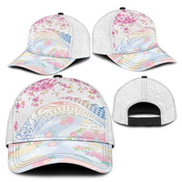 Hawaiian and Japanese Culture Together Classic Cap Tribal Motifs with Lei and Japanese Sakura Pattern LT03 - Polynesian Pride