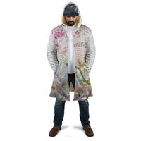 Hawaiian and Japanese Culture Together Cloak Tribal Motifs with Lei and Japanese Sakura Pattern LT03 - Polynesian Pride
