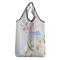 Hawaiian and Japanese Culture Together Grocery Bag Tribal Motifs with Lei and Japanese Sakura Pattern LT03 - Polynesian Pride