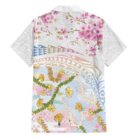 Hawaiian and Japanese Culture Together Hawaiian Shirt Tribal Motifs with Lei and Japanese Sakura Pattern LT03 - Polynesian Pride