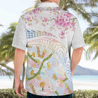 Hawaiian and Japanese Culture Together Hawaiian Shirt Tribal Motifs with Lei and Japanese Sakura Pattern LT03 - Polynesian Pride