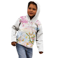 Hawaiian and Japanese Culture Together Kid Hoodie Tribal Motifs with Lei and Japanese Sakura Pattern LT03 - Polynesian Pride