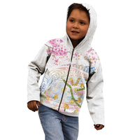 Hawaiian and Japanese Culture Together Kid Hoodie Tribal Motifs with Lei and Japanese Sakura Pattern LT03 - Polynesian Pride