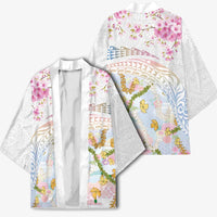 Hawaiian and Japanese Culture Together Kimono Tribal Motifs with Lei and Japanese Sakura Pattern LT03 - Polynesian Pride