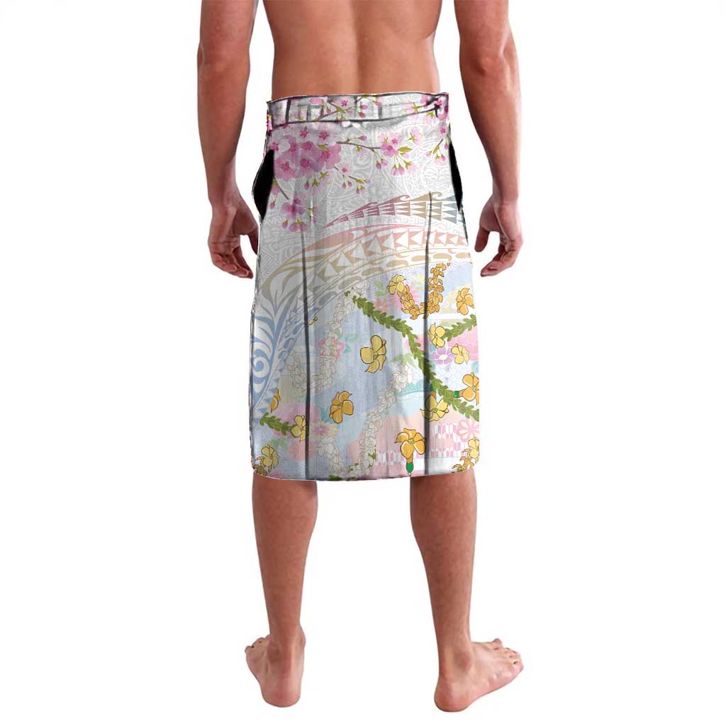 Hawaiian and Japanese Culture Together Lavalava Tribal Motifs with Lei and Japanese Sakura Pattern LT03 - Polynesian Pride