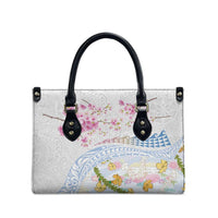 Hawaiian and Japanese Culture Together Leather Bag Tribal Motifs with Lei and Japanese Sakura Pattern LT03 - Polynesian Pride