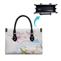 Hawaiian and Japanese Culture Together Leather Bag Tribal Motifs with Lei and Japanese Sakura Pattern LT03 - Polynesian Pride