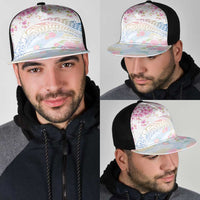 Hawaiian and Japanese Culture Together Mesh Trucker Cap Tribal Motifs with Lei and Japanese Sakura Pattern LT03 - Polynesian Pride