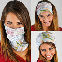 Hawaiian and Japanese Culture Together Neck Gaiter Tribal Motifs with Lei and Japanese Sakura Pattern LT03 - Polynesian Pride