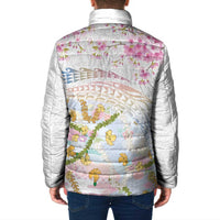 Hawaiian and Japanese Culture Together Padded Jacket Tribal Motifs with Lei and Japanese Sakura Pattern LT03 - Polynesian Pride