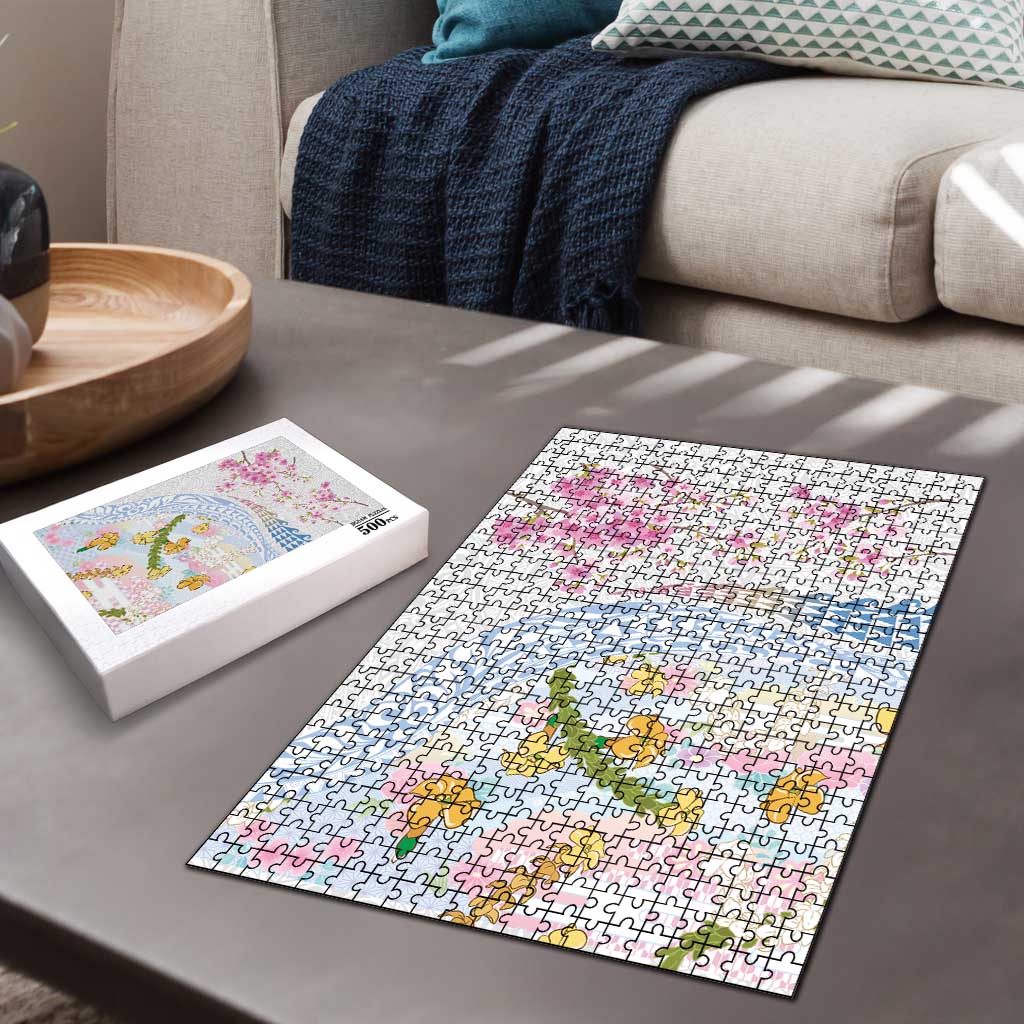 Hawaiian and Japanese Culture Together Puzzle Tribal Motifs with Lei and Japanese Sakura Pattern LT03 - Polynesian Pride