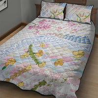 Hawaiian and Japanese Culture Together Quilt Bed Set Tribal Motifs with Lei and Japanese Sakura Pattern LT03 - Polynesian Pride